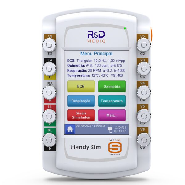 SIMULADOR DE ECG (COM ARRITMIAS), OXIMETRIA, RESPIRAÇÃO E TEMPERATURA + LAUDO - HS30F